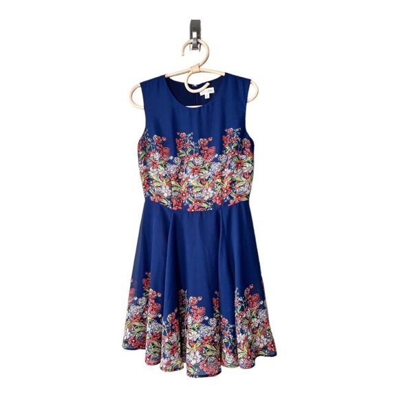 Maison Jules  Floral Print Sleeveless Casual Dress 71087MJ Blue combo Small - Picture 3 of 15